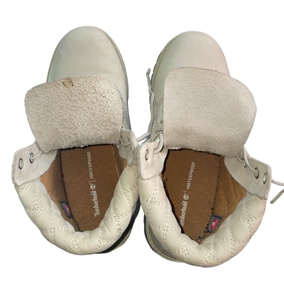 Timberland Lace Up Quilted top Premium Creme Taupe Boots Sz5 Sz37.5 - Picture 3 of 11